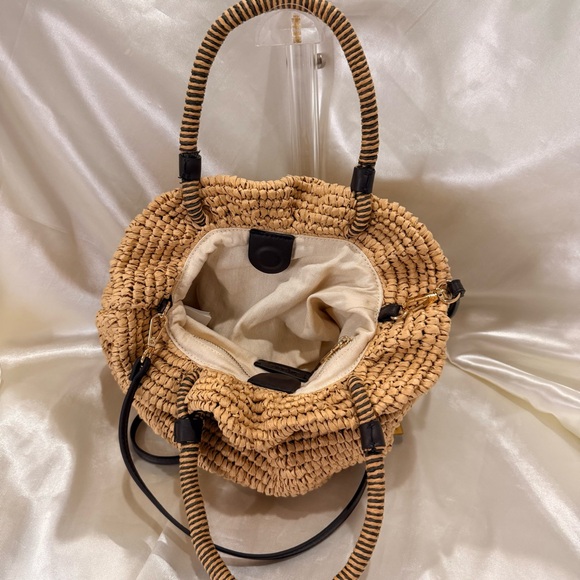 SOLD Zara Woven Basket Bag Crossbody Tan Raffia Easter Spring Vacation Beach - Picture 9 of 15